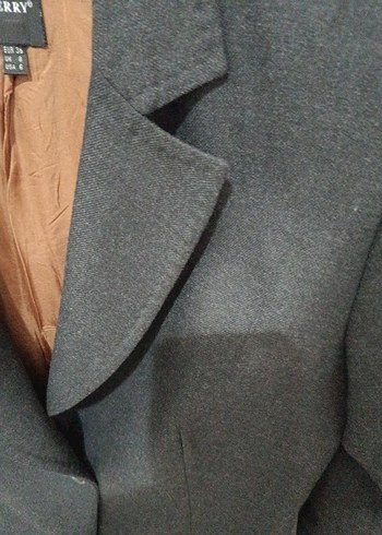 Antrasit Düğmeli Kadın Yün Blazer - Görsel 5