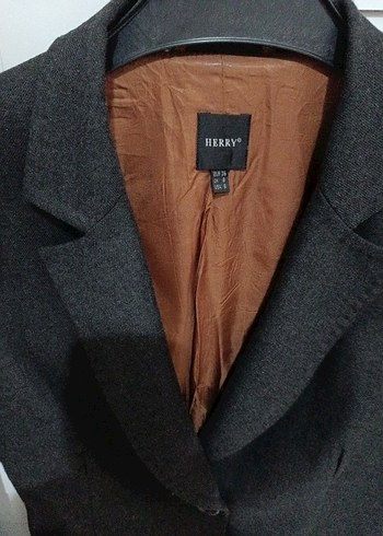 Antrasit Düğmeli Kadın Yün Blazer - Görsel 2