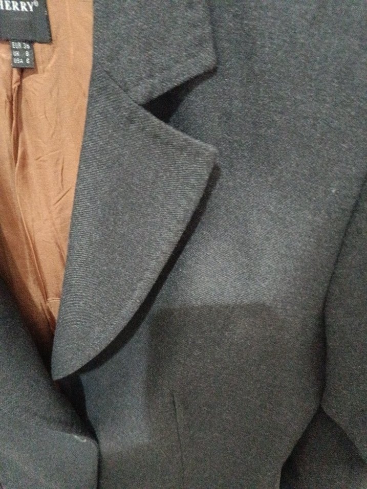 Antrasit Düğmeli Kadın Yün Blazer - Görsel 5