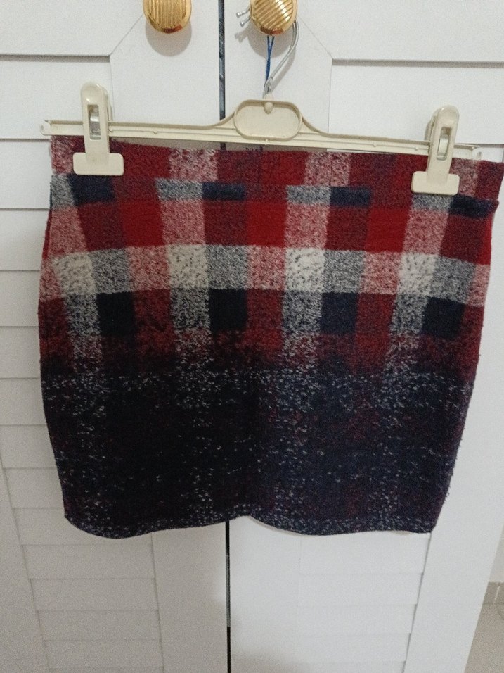 Kadın Çok Renkli kaşe Mini Etek - Görsel 2