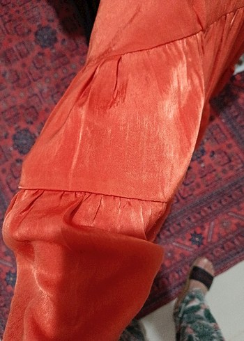 Nar çiçeği Bohem Midi Elbise Fırfırlı - Görsel 5