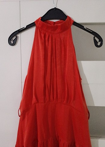 Nar çiçeği Bohem Midi Elbise Fırfırlı - Görsel 2