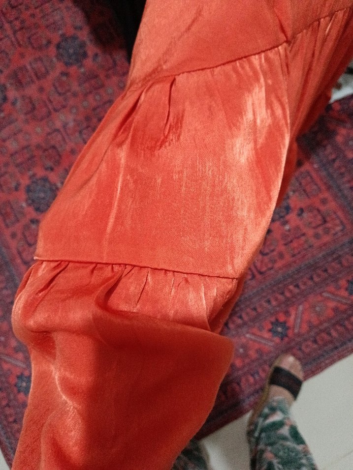 Nar çiçeği Bohem Midi Elbise Fırfırlı - Görsel 5