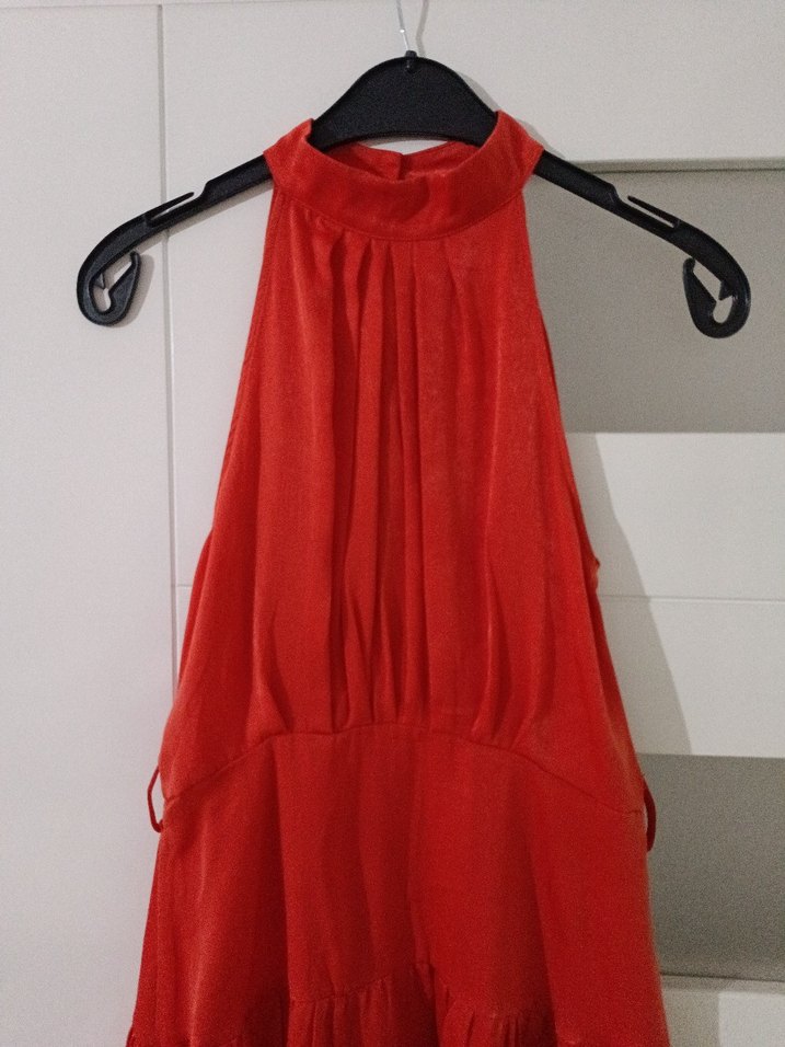 Nar çiçeği Bohem Midi Elbise Fırfırlı - Görsel 2