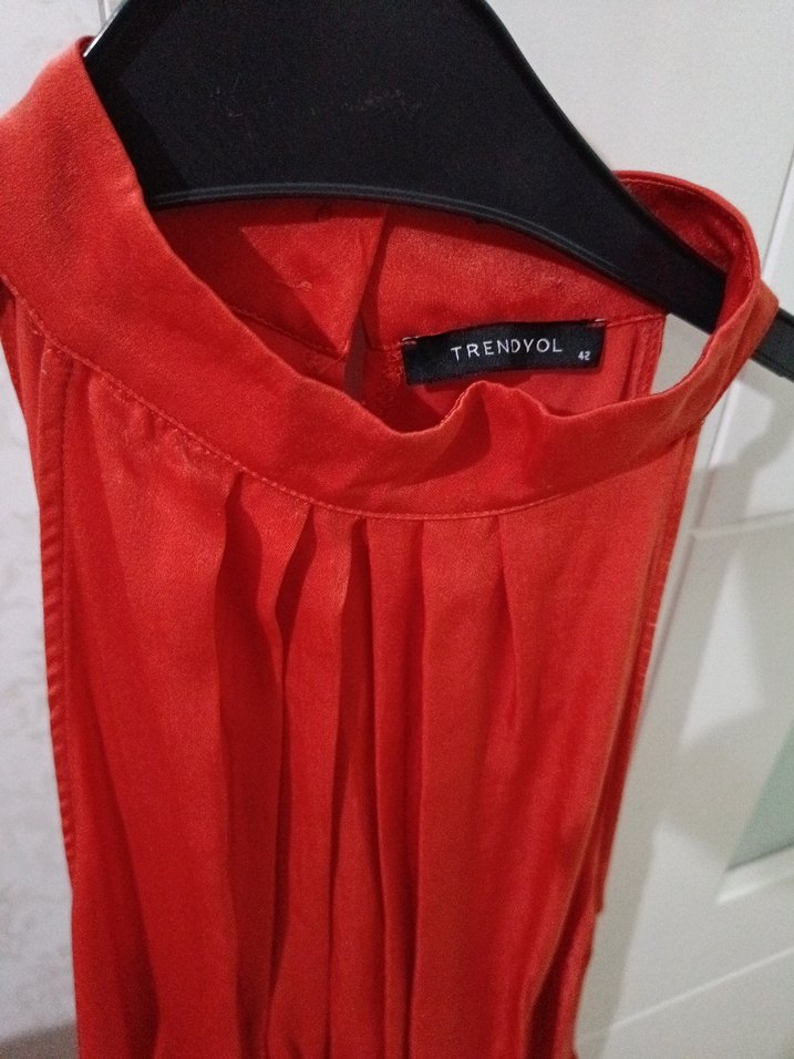 Nar çiçeği Bohem Midi Elbise Fırfırlı - Görsel 4