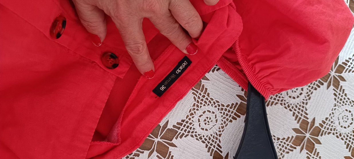 Düğmeli nar çiçeği rengi Uzun Bohem Elbise - Görsel 3