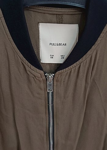 Pull and bear haki yeşil j Uzun Fermuarlı Kadın Ceket - Görsel 2