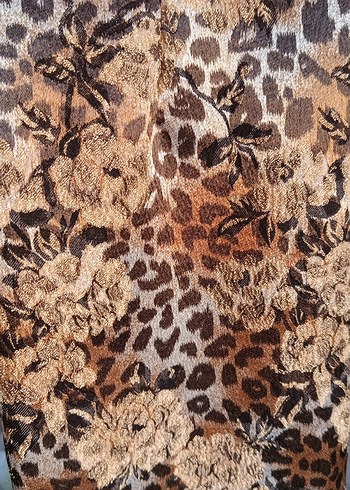 Bohem Uzun Kollu Kahverengi Desenli Elbise - Görsel 6