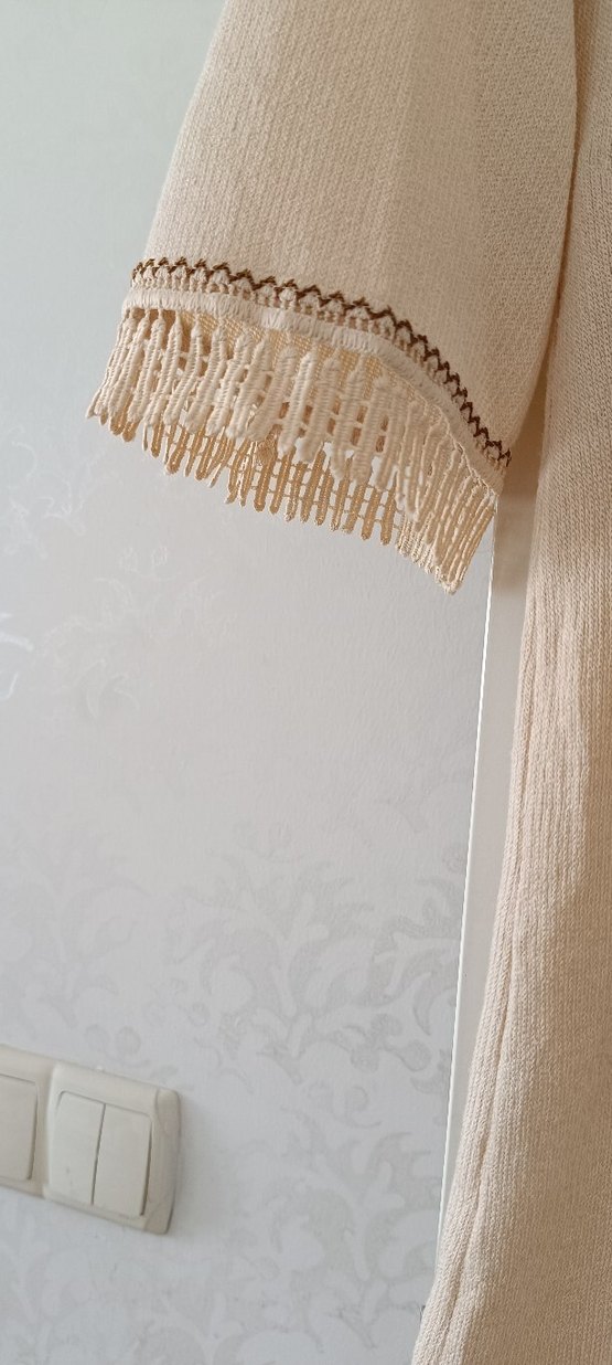 Bej Düğmeli Midi ince triko Hırka - Görsel 4