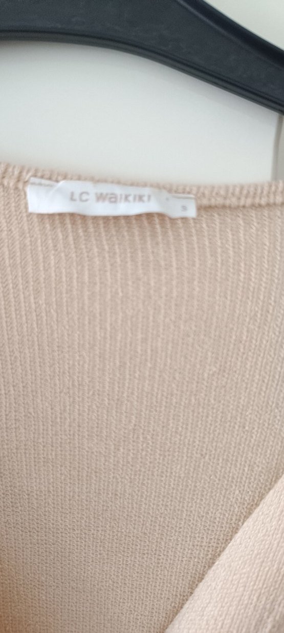 Bej Düğmeli Midi ince triko Hırka - Görsel 3