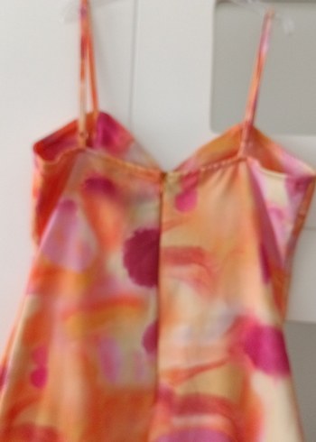 Kadın Çok Renkli Uzun Straplez Elbise - Görsel 3