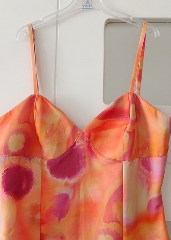 Kadın Çok Renkli Uzun Straplez Elbise - Görsel 2