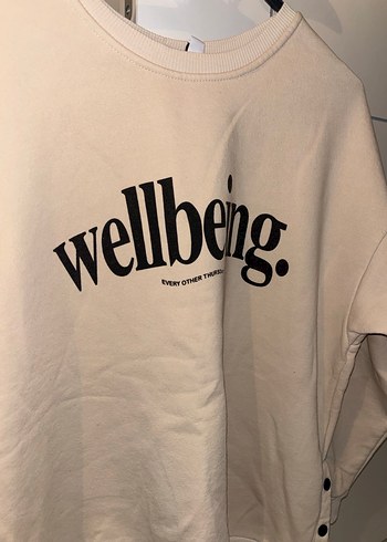 m Beden Bej Pamuklu Kadın Sweatshirt