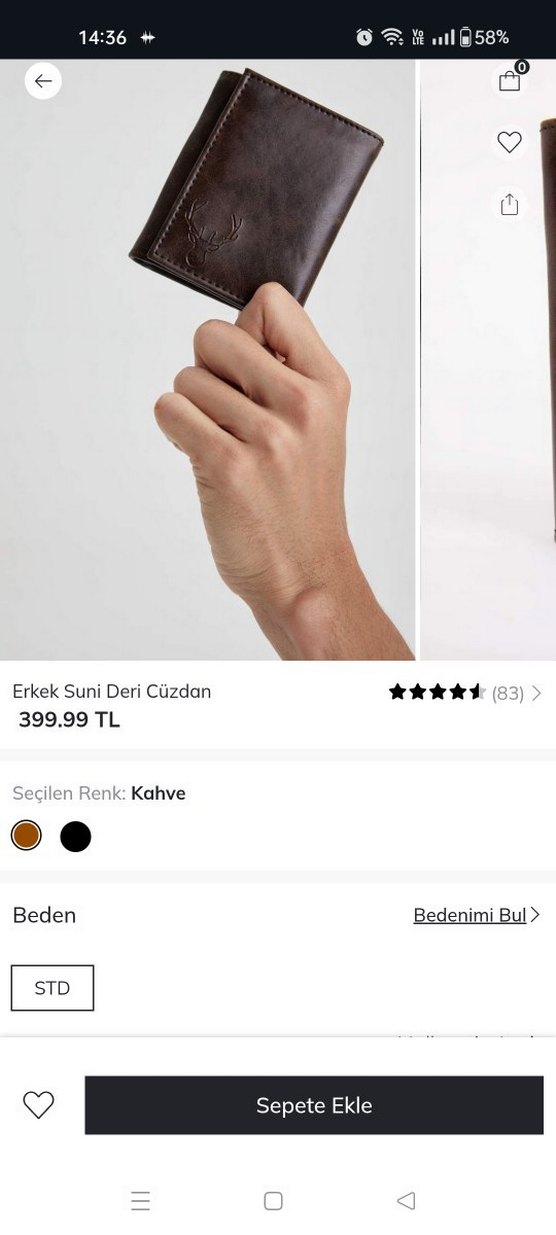 Kahverengi Suni deri Erkek Cüzdanı (unisex) - Görsel 5