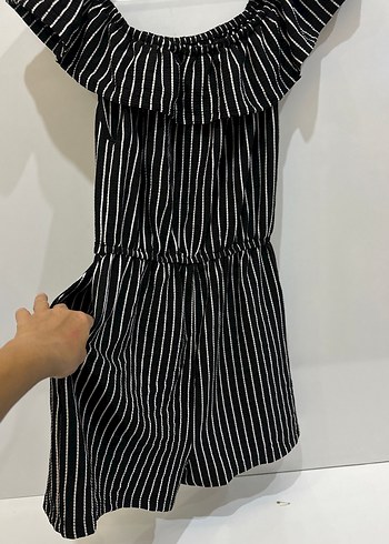 Kadın Siyah Çizgili Midi Tulum - Görsel 2