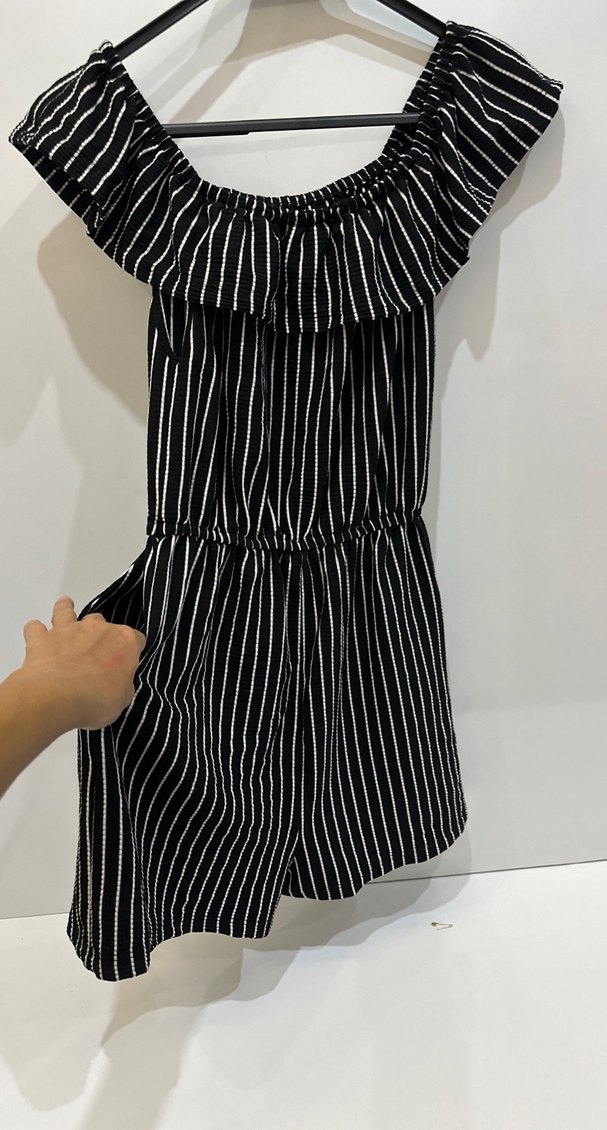 Kadın Siyah Çizgili Midi Tulum - Görsel 2