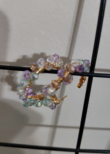 Boncuklu Çok Renkli Küpe - Görsel 2