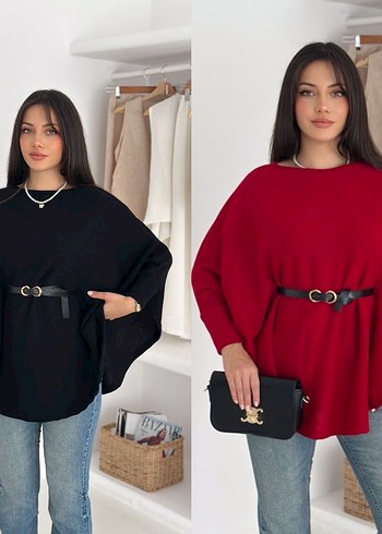 Kemerli Siyah Kadın Sweatshirt