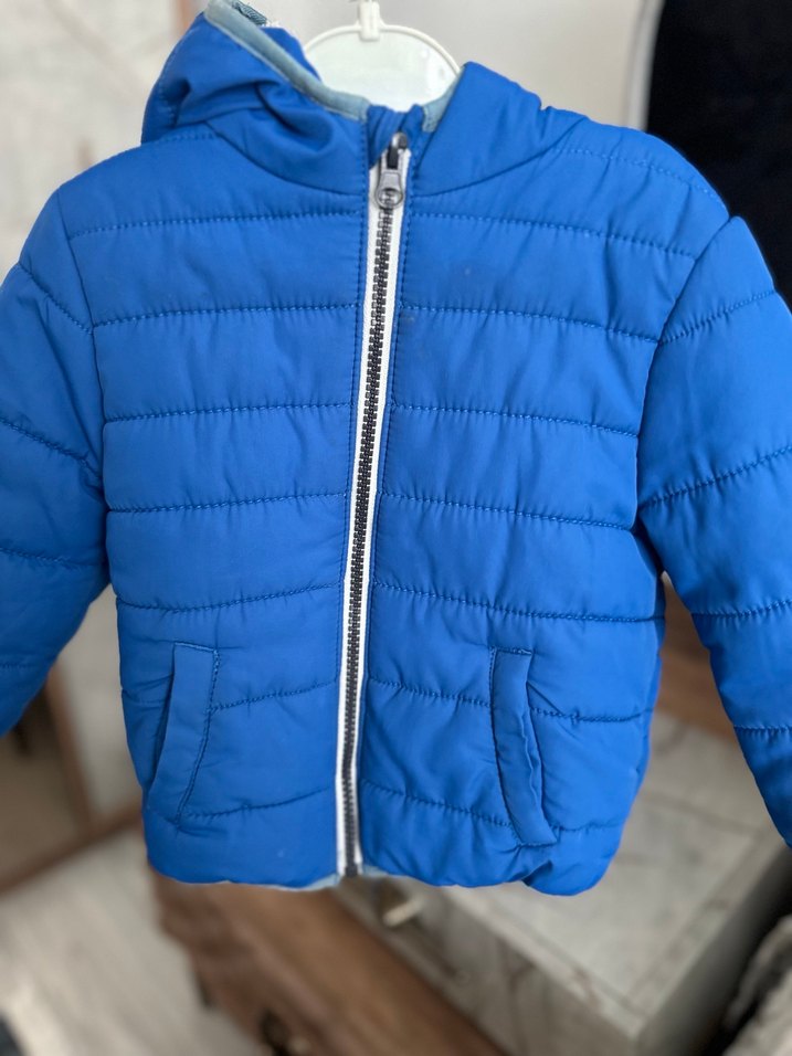 Mavi Erkek Çocuk Fermuarlı Mont - Görsel 2