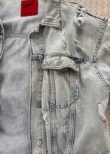 m Beden gri Renk Gri Düğmeli Kadın Denim Ceket