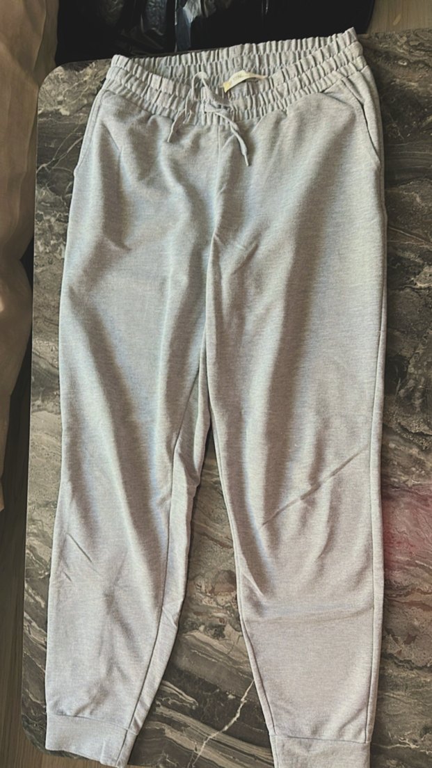 Gri Kadın Bol Kesim Pamuklu Eşofman Altı - Görsel 2