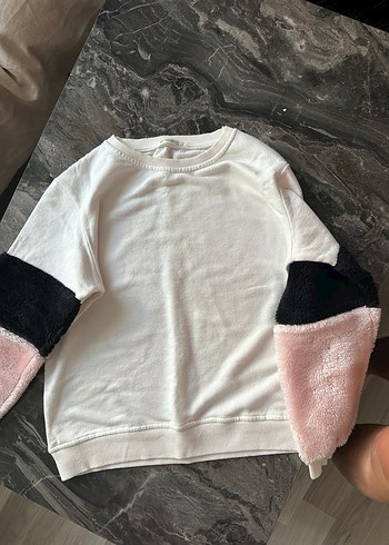 Peluş Detaylı Beyaz Kadın Sweatshirt - Görsel 2