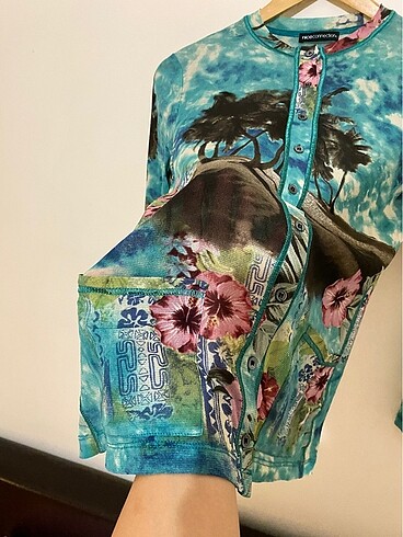 Tül gömlek - vintage desenli - Görsel 7