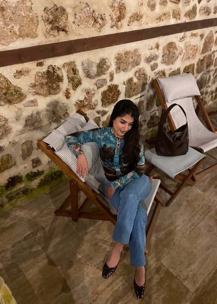 Tül gömlek - vintage desenli - Görsel 4