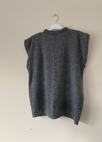 Bohem Desenli Gri Örme Kadın Süveter - Görsel 2