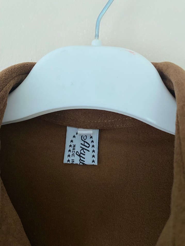 Düğmeli Kahverengi Kadın Süet Gömlek - Görsel 5