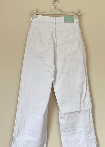 Bershka Beyaz Geniş Paça Kot Kadın Pantolon - Görsel 7