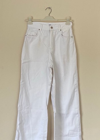 Bershka Beyaz Geniş Paça Kot Kadın Pantolon - Görsel 3