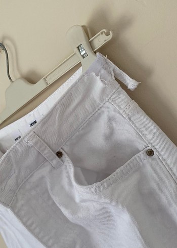 Bershka Beyaz Geniş Paça Kot Kadın Pantolon - Görsel 5