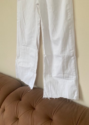 Bershka Beyaz Geniş Paça Kot Kadın Pantolon - Görsel 8