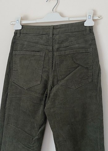 Asker yeşili kadife H&M Basic pantolon - Görsel 3