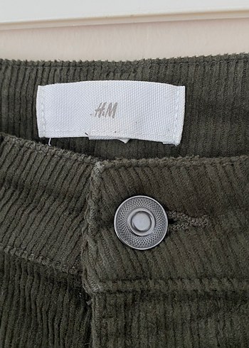 Asker yeşili kadife H&M Basic pantolon - Görsel 4