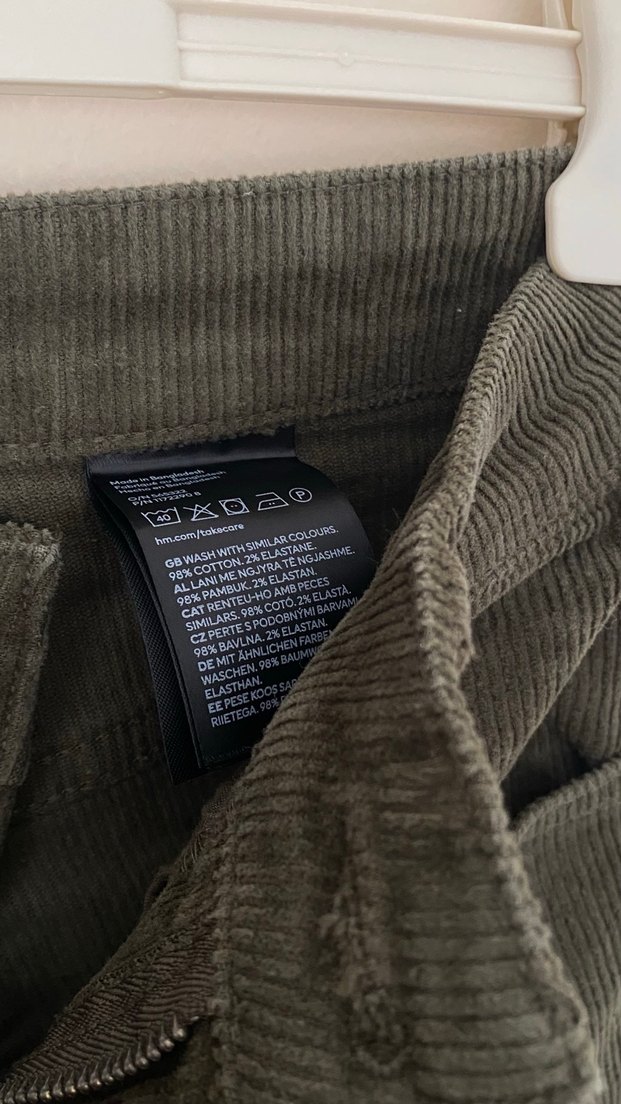 Asker yeşili kadife H&M Basic pantolon - Görsel 5