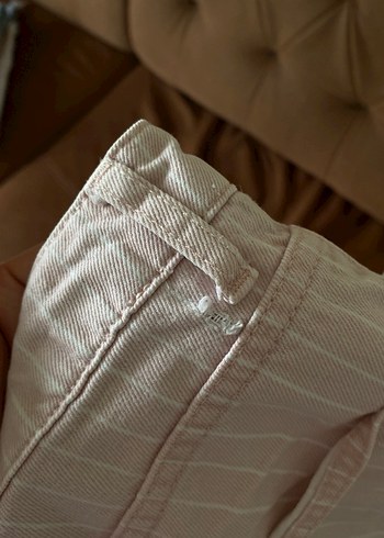 Pembe Çizgili Kadın Kot Pantolon - Görsel 3