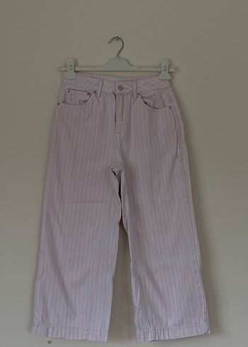 Pembe Çizgili Kadın Kot Pantolon - Görsel 2