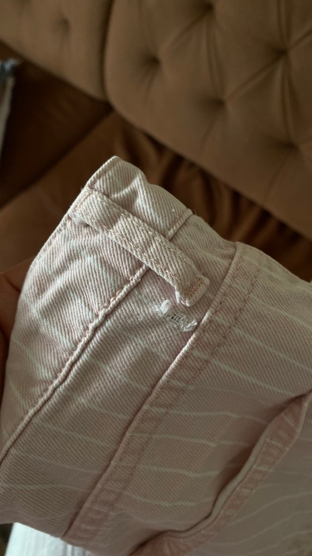 Pembe Çizgili Kadın Kot Pantolon - Görsel 3