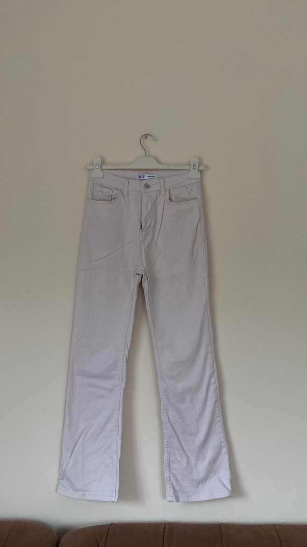 Pembe Çizgili Kadın Kot Pantolon - Görsel 4