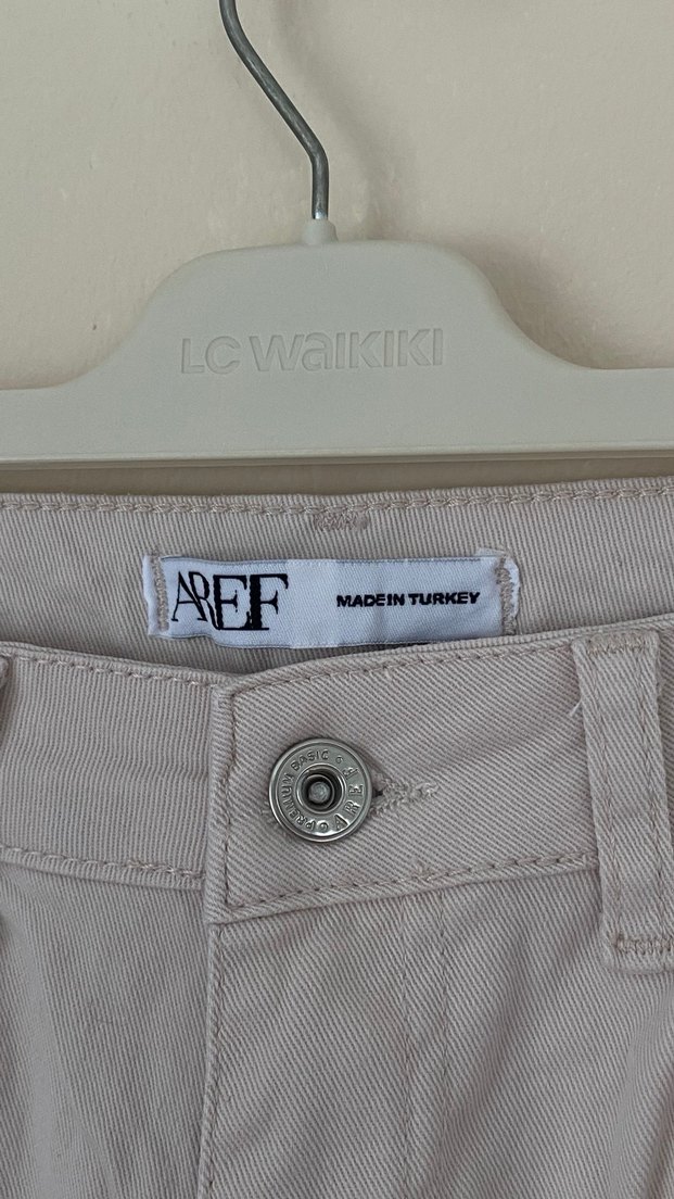 Pembe Çizgili Kadın Kot Pantolon - Görsel 5