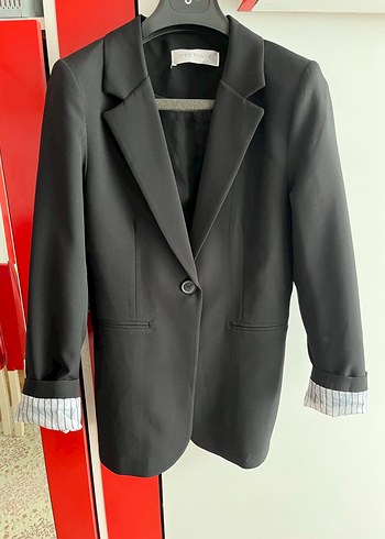 Düğmeli Siyah Kadın Blazer Ceket