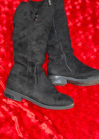 Siyah Süet Dizüstü Kadın Çizme - Görsel 2