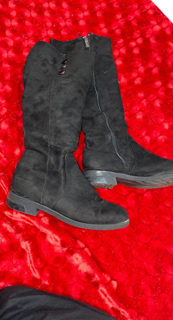 Siyah Süet Dizüstü Kadın Çizme - Görsel 2