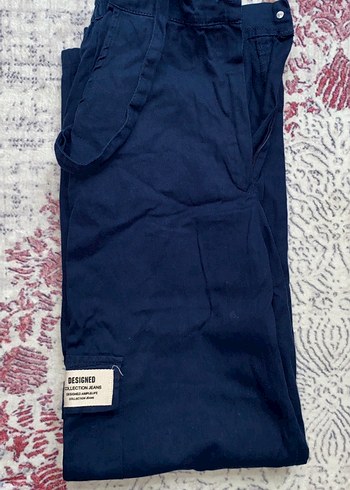 Lacivert Kadın Bol Kesim Midi Kot Pantolon - Görsel 3