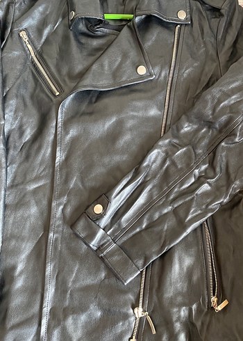 Siyah deri Biker Ceket - Görsel 2