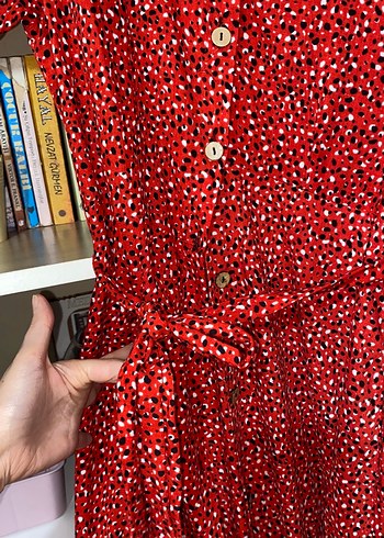 Bohem Kırmızı Uzun Desenli Kadın Elbise - Görsel 3