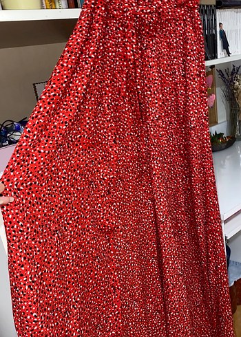 Bohem Kırmızı Uzun Desenli Kadın Elbise - Görsel 2