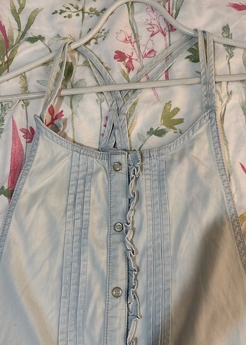 Kızlar İçin Gri Düğmeli Denim Tulum - Görsel 3